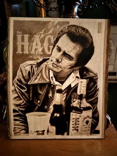 Merle Haggard woodburning