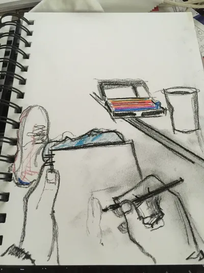 Artist while sketching