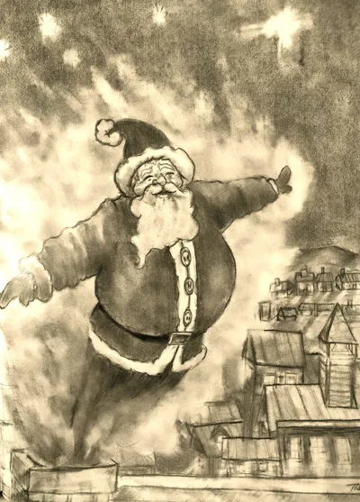 Santa Leaves the Chiminey