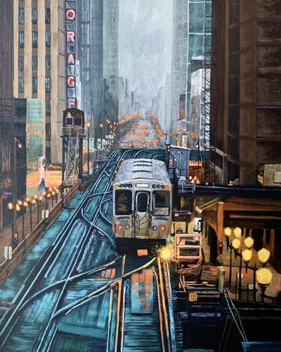 Foggy Downtown Train