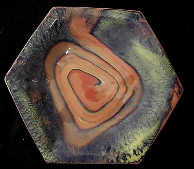 Hand built serving dish colored clay