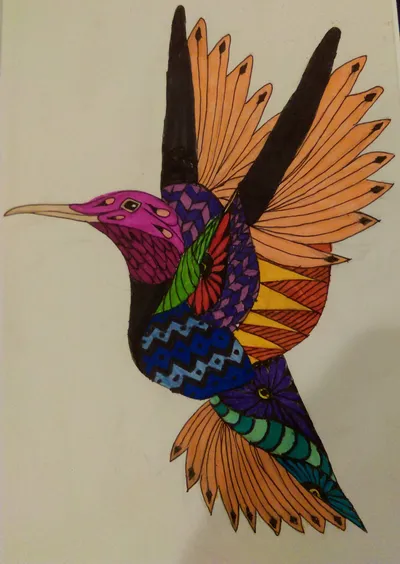 Hummingbird zentangle style