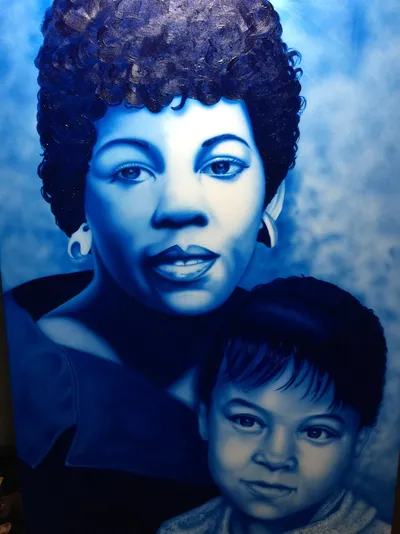 Aunt Billie and Nada (Acrylic brush and airbrush)