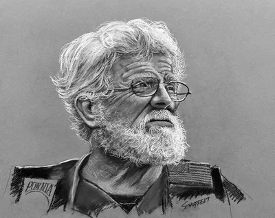 Bobby, Vietnam Veteran, Green Beret, coal miner from WV, charcoal and pastel