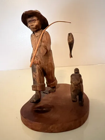 Boy Fishing (Basswood)