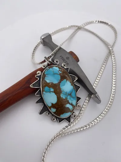 Hubei Turquoise and Sterling Silver Pendant